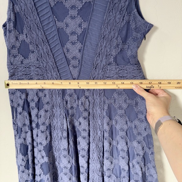 Sundance True Essence Blue Lace Floral Lined Sleeveless Embroidered Dress Sz 6 - Picture 7 of 7
